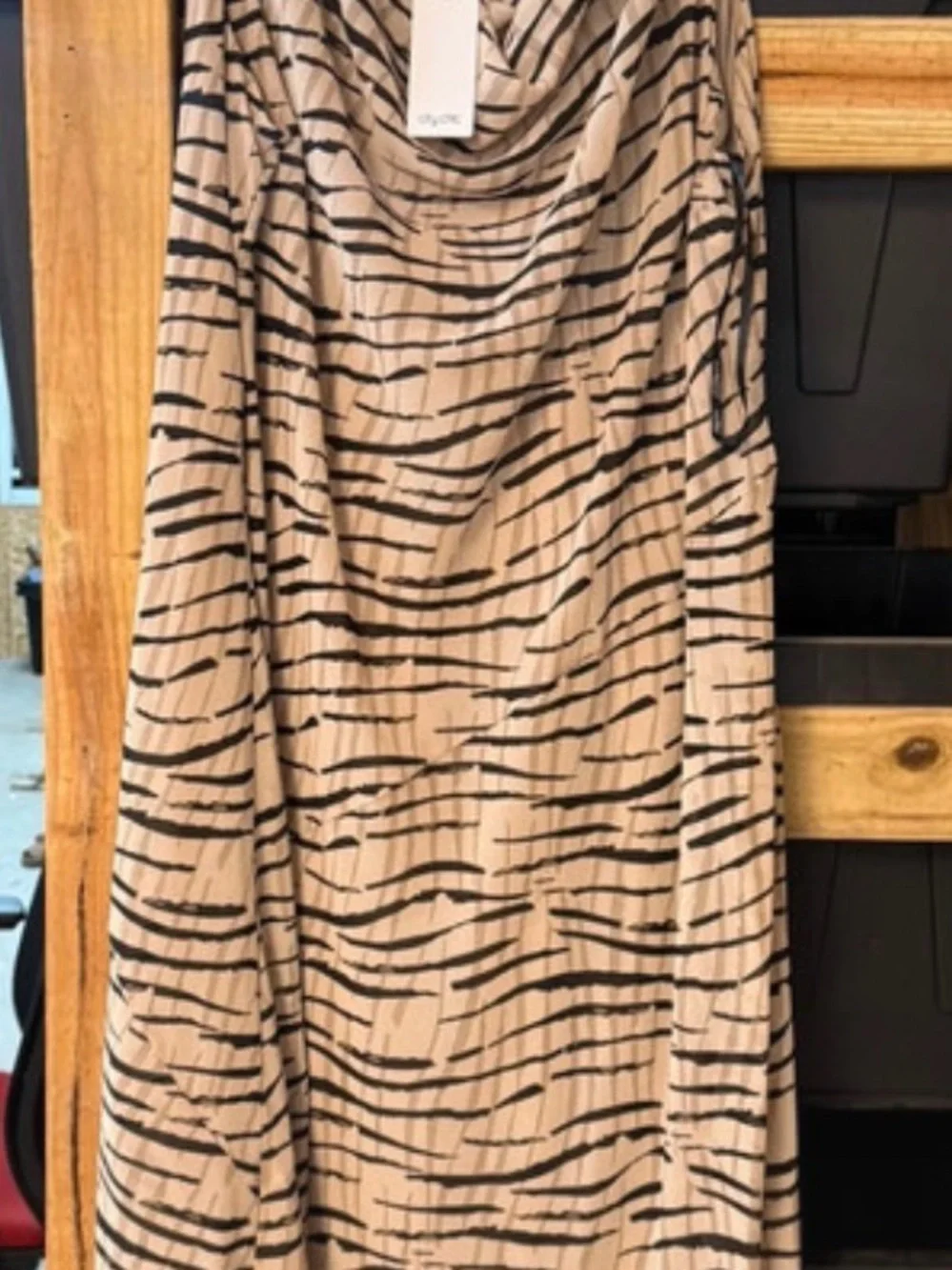 City Chic Beige and Black Zebra-Print Skater Skirt